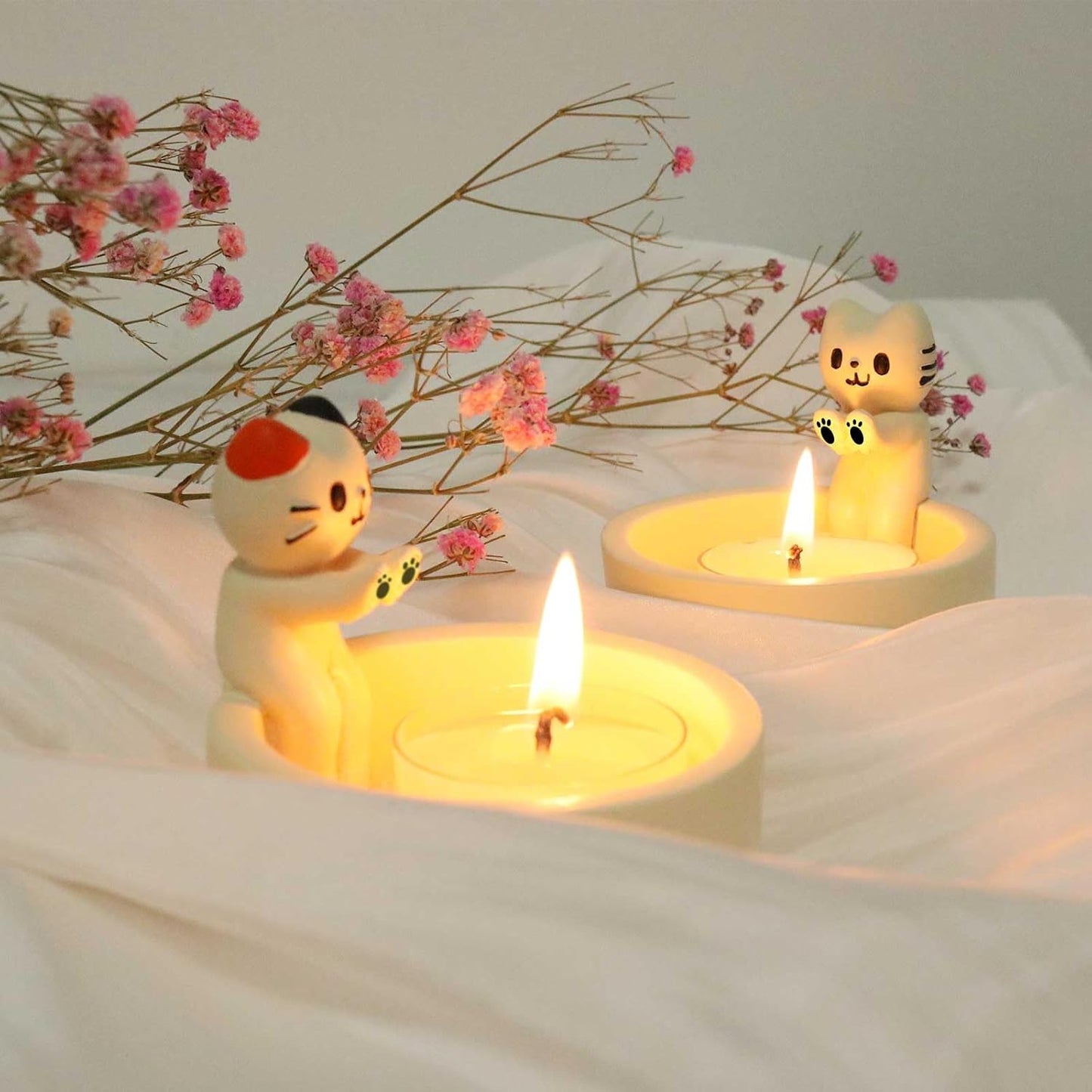 Cartoon Kitten Warming Paws Cat Candle Holder - Cute & Colorful Cat Handmade Scented Candle Holder Home & Office Decor - Avenue Treasures