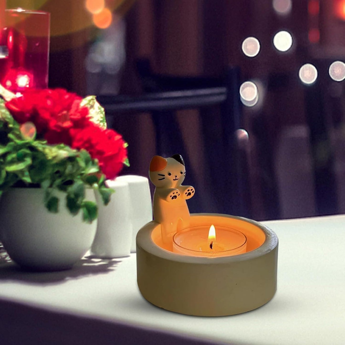 Cartoon Kitten Warming Paws Cat Candle Holder - Cute & Colorful Cat Handmade Scented Candle Holder Home & Office Decor - Avenue Treasures