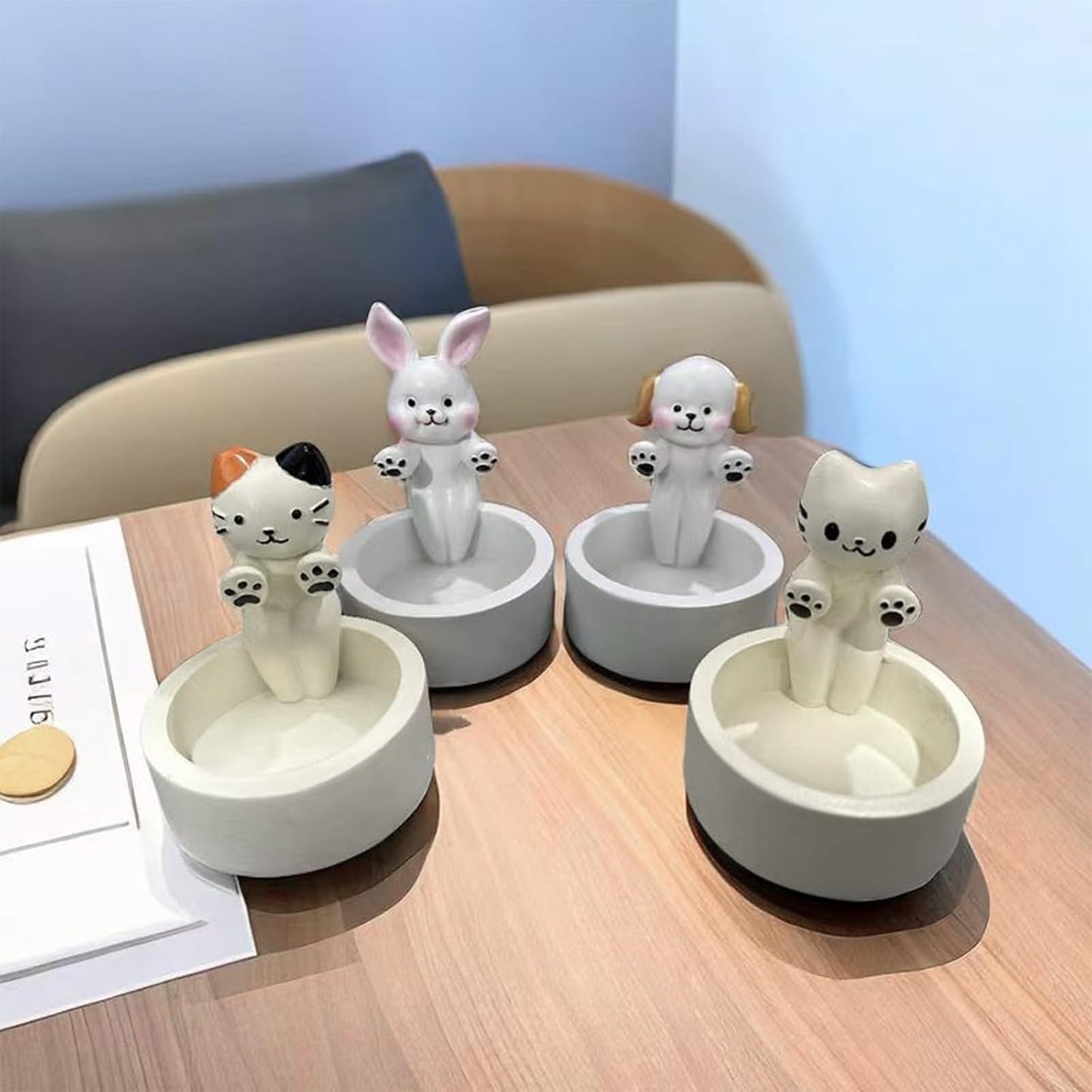 Cute Bunny Rabbit Warming Paws Candle Holder - Cute & Colorful Bunny Handmade Scented Candle Holder Home & Office Decor - Avenue Treasures