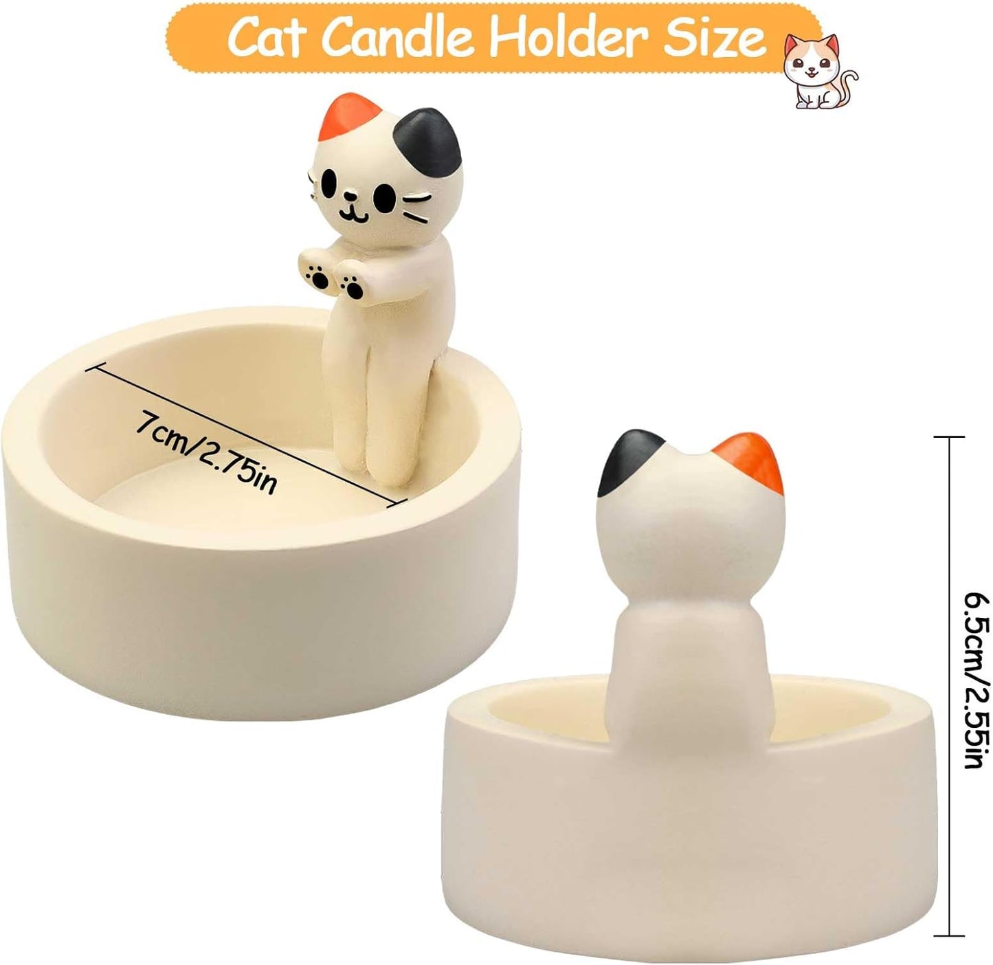 Cartoon Kitten Warming Paws Cat Candle Holder - Cute & Colorful Cat Handmade Scented Candle Holder Home & Office Decor - Avenue Treasures