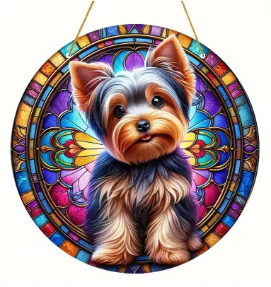 Beautiful Puppy Acrylic Colorful Stained Glass Suncatchers, Home & Window Hanging Decor - Avenue Treasures