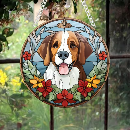 Beautiful Doggy Acrylic Colorful Stained Glass Suncatchers, Home & Window Hanging Decor
