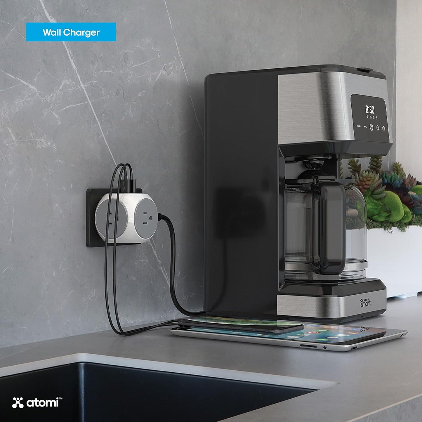 Atomi Power Cube 2-Pack – 3AC Outlets + 3 Smart USB Ports + 5-ft. Cable. - Avenue Treasures