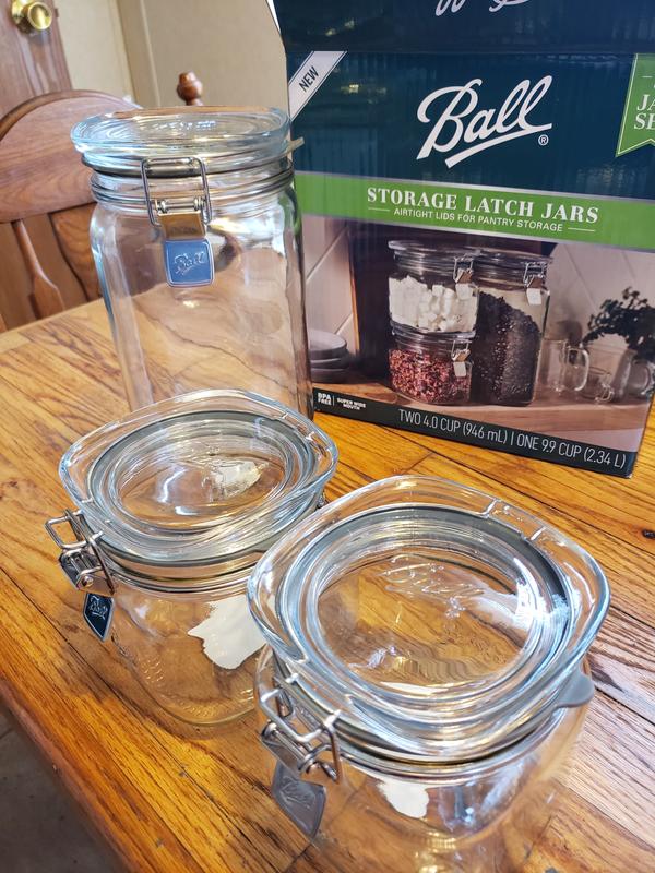 Ball Glass Storage Latch Jars 3-Pack Airtight Seal Lids Stackable Kitchen Pantry - Avenue Treasures