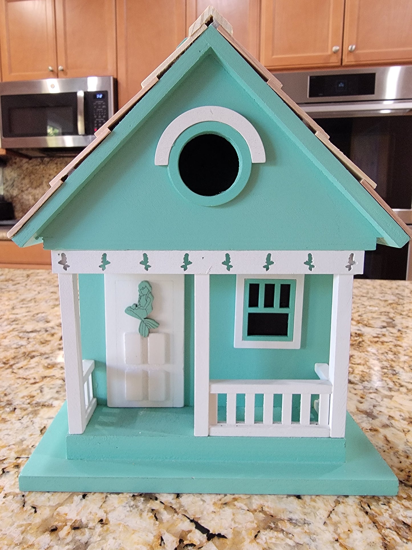 Modern Home Outdoor Wooden Birdhouse - Country Colonial Cottage Home with Porch - Avenue Treasures
