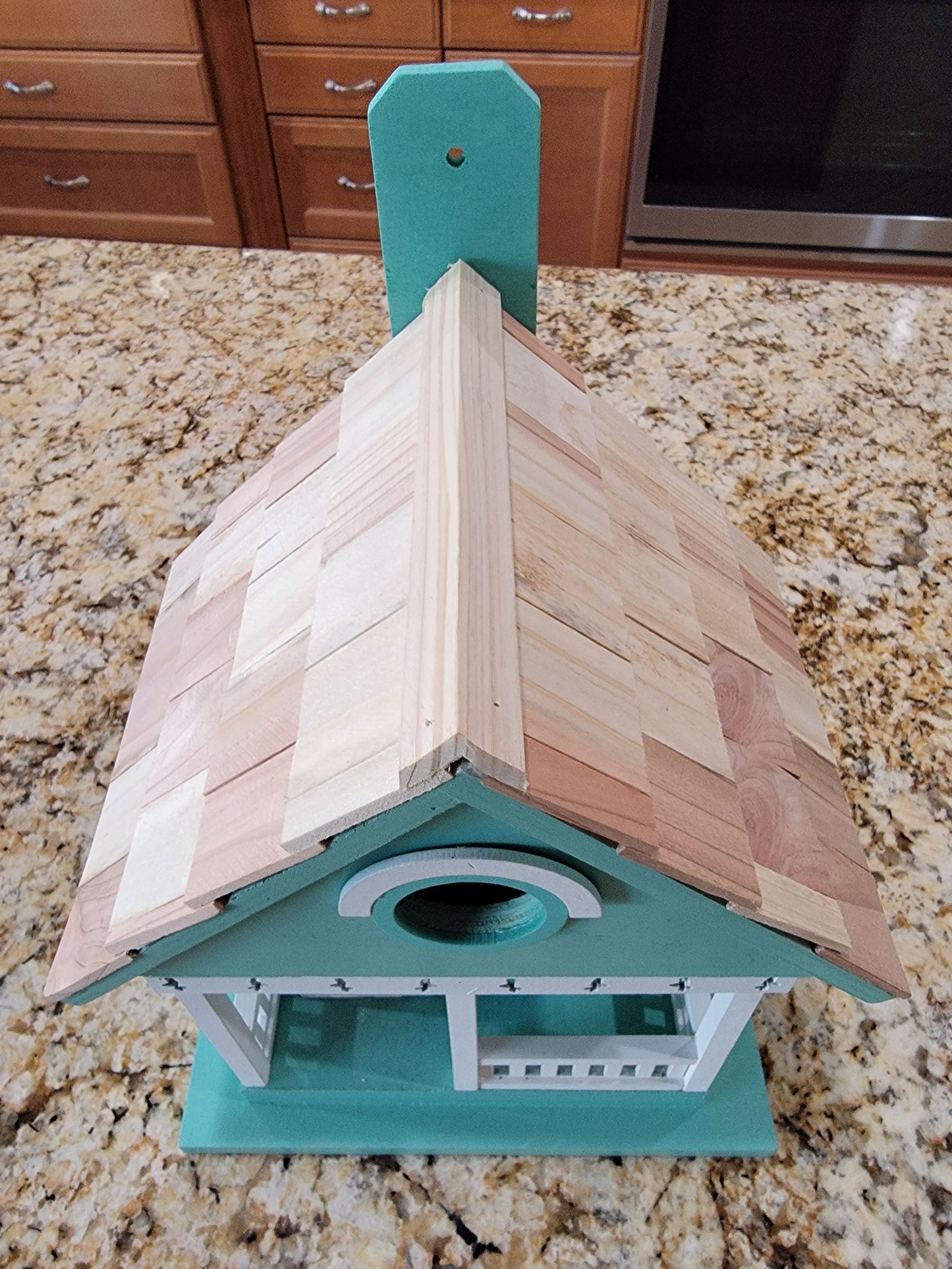 Modern Home Outdoor Wooden Birdhouse - Country Colonial Cottage Home with Porch - Avenue Treasures