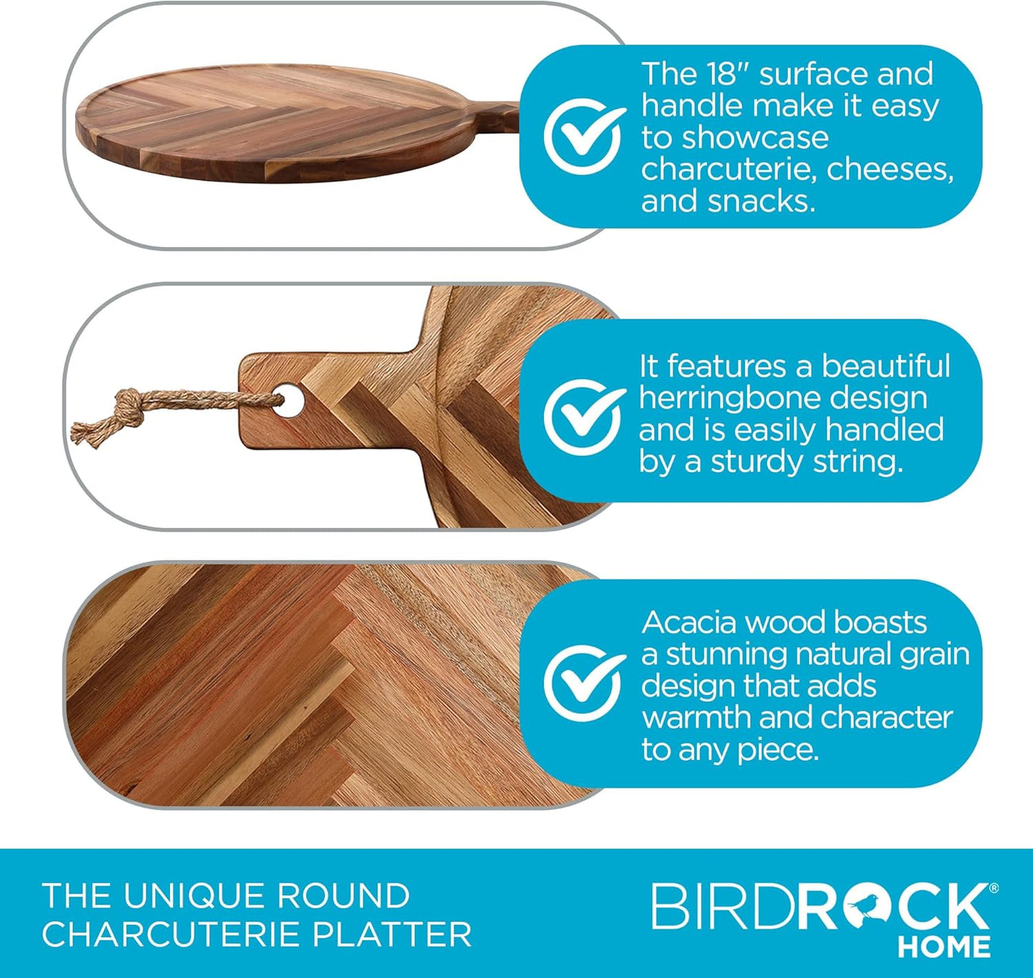 BirdRock Home 18” Herringbone Grazing Board - Avenue Treasures