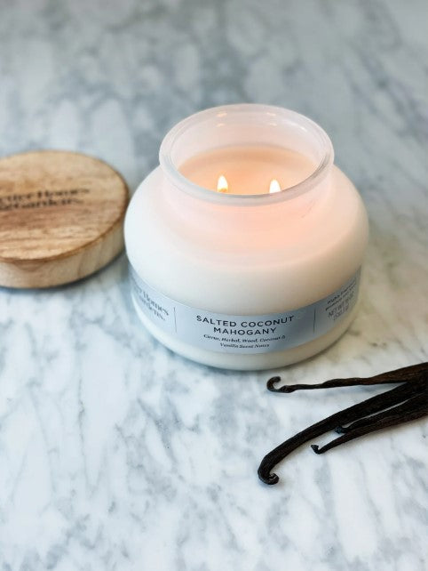 Better Homes & Gardens 18oz Salted Coconut Mahogany Scented 2-Wick Bell Jar Candle. - Avenue Treasures