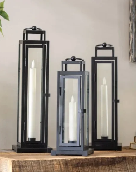 Tower Lantern, LED Tapered Candles with Remote, Set of 3. - Avenue Treasures