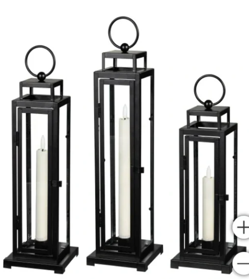 Tower Lantern, LED Tapered Candles with Remote, Set of 3. - Avenue Treasures