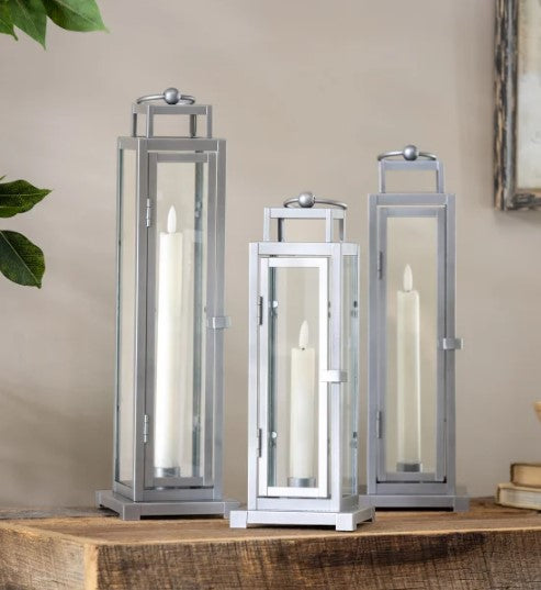 Tower Lantern, LED Tapered Candles with Remote, Set of 3. - Avenue Treasures