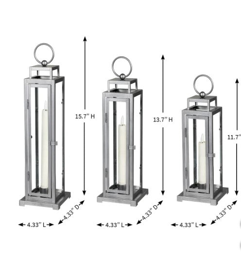 Tower Lantern, LED Tapered Candles with Remote, Set of 3. - Avenue Treasures