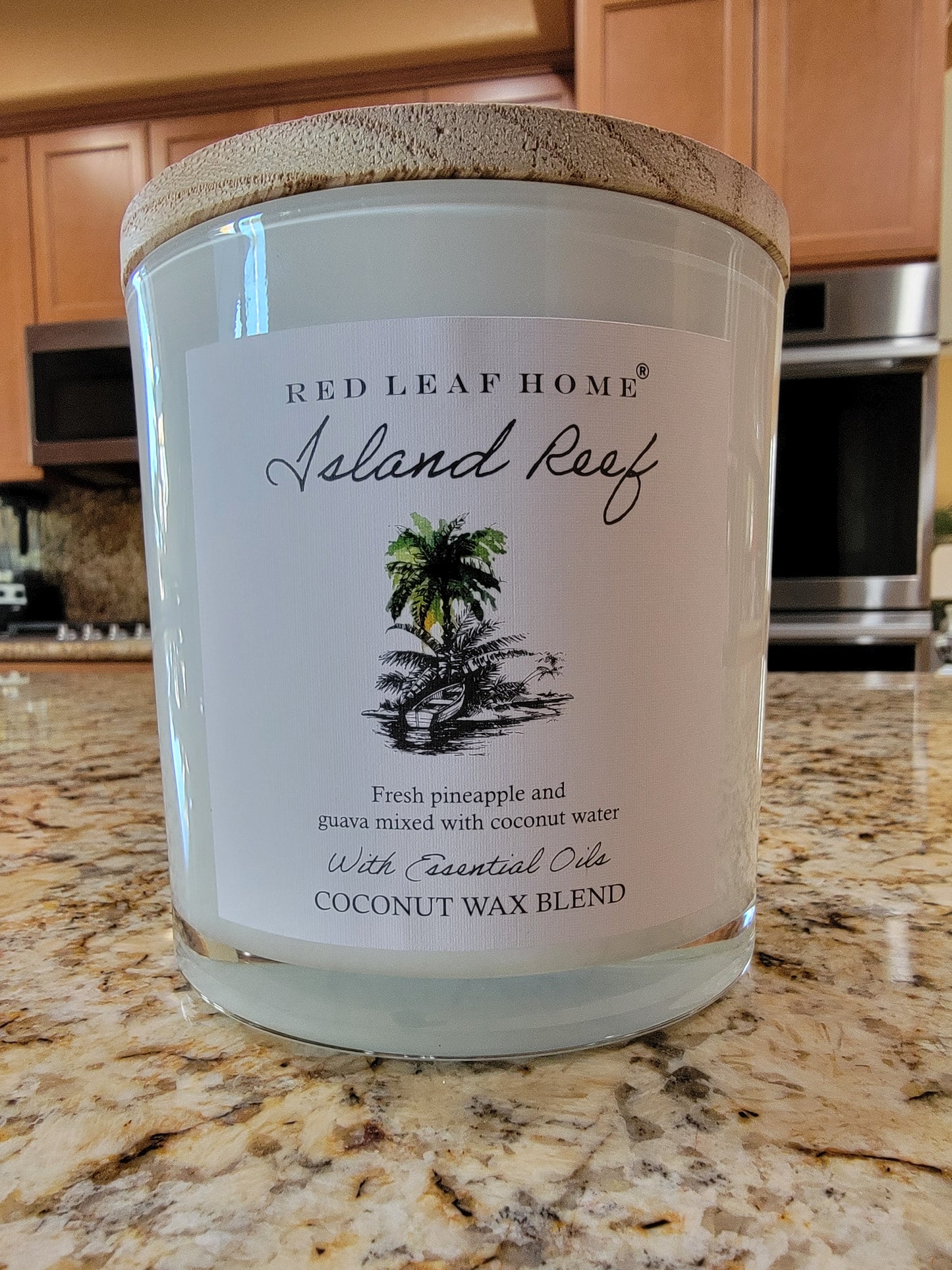 Red Leaf Home Island Reef Scented Candle, 3 wicks (Pineapple Guava Coconut) 11 Oz - Avenue Treasures