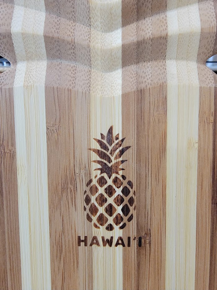 Tropical Bamboo Pineapple Shaped Cutting Board: Hawaii Hibiscus Flower Stamp - Avenue Treasures
