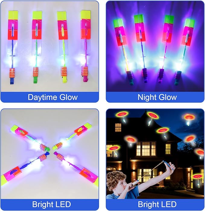 Fairy Copter High Flying LED Light Slingshot Helicopter Toy: Party Fun Gift Elastic Slingshot Flying Copters Birthdays Summer Day Party Favors Outdoor Game for Kids - Avenue Treasures