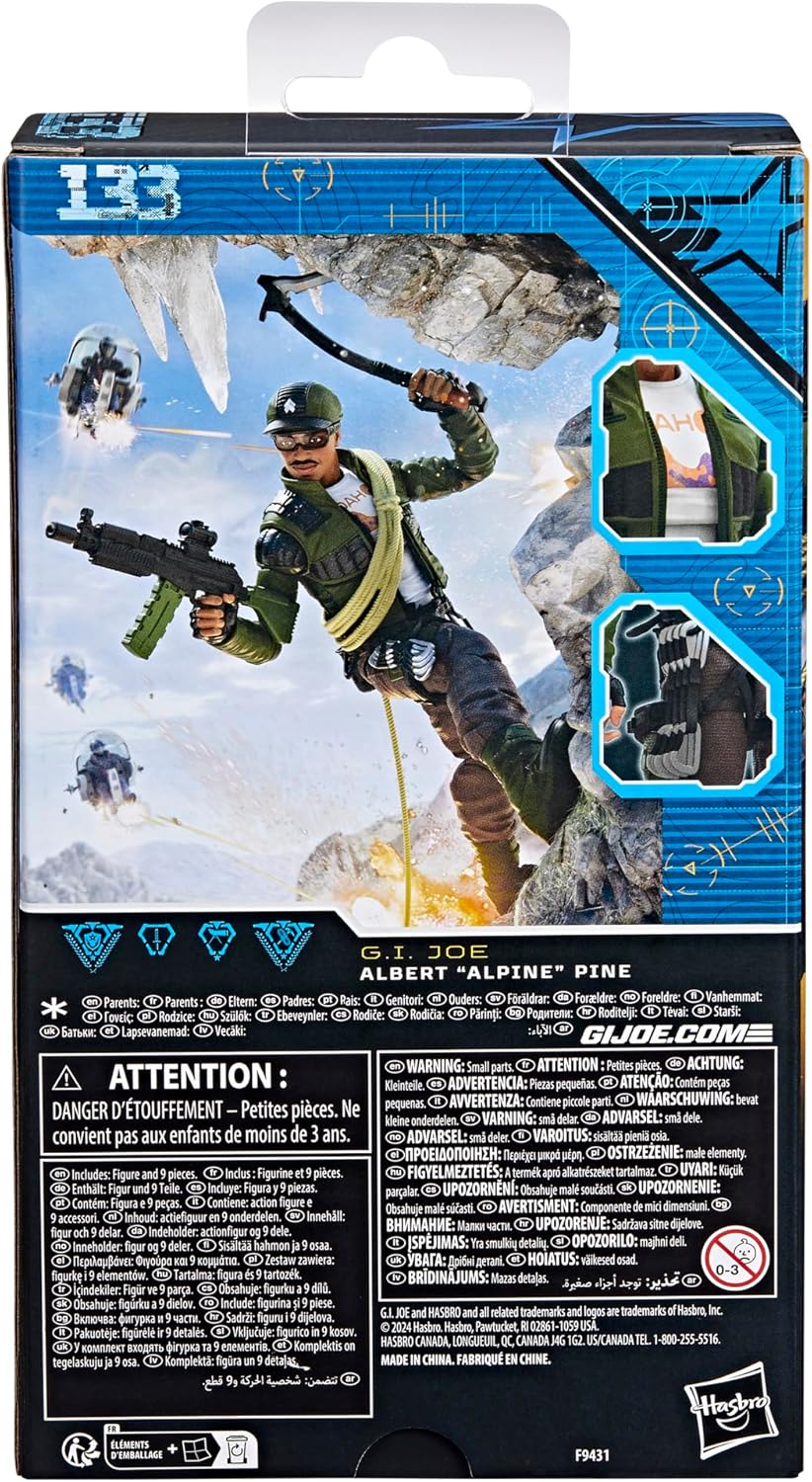 G.I. Joe Classified Series #133 (Retro Card Back) Albert "Alpine" Pine, Collectible 6 Inch Action Figure Toy with 9 Accessories - Avenue Treasures