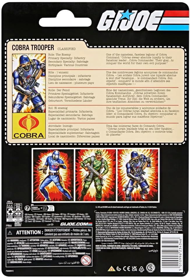 G.I. Joe Classified Series (Retro Card Back) Cobra Trooper, Collectible 6 Inch Action Figure Toy with 9 Accessories - Avenue Treasures