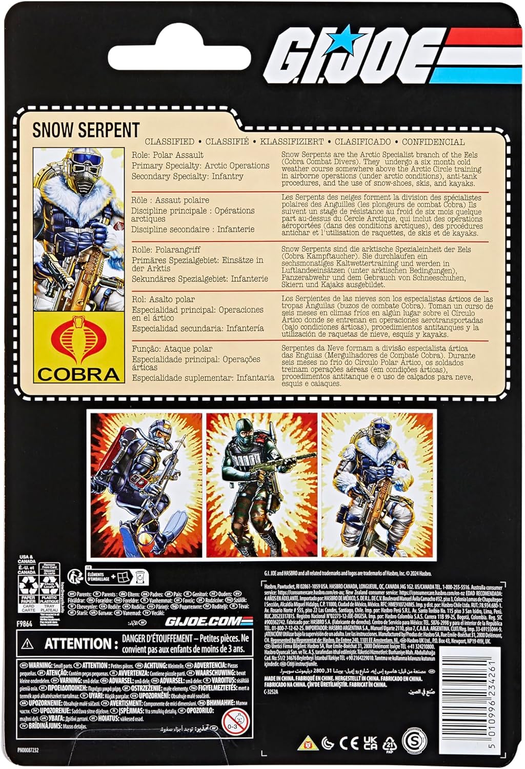 G.I. Joe Classified Series (Retro Card Back) Snow Serpent, Collectible 6-Inch Action Figure with 8 Accessories - Avenue Treasures