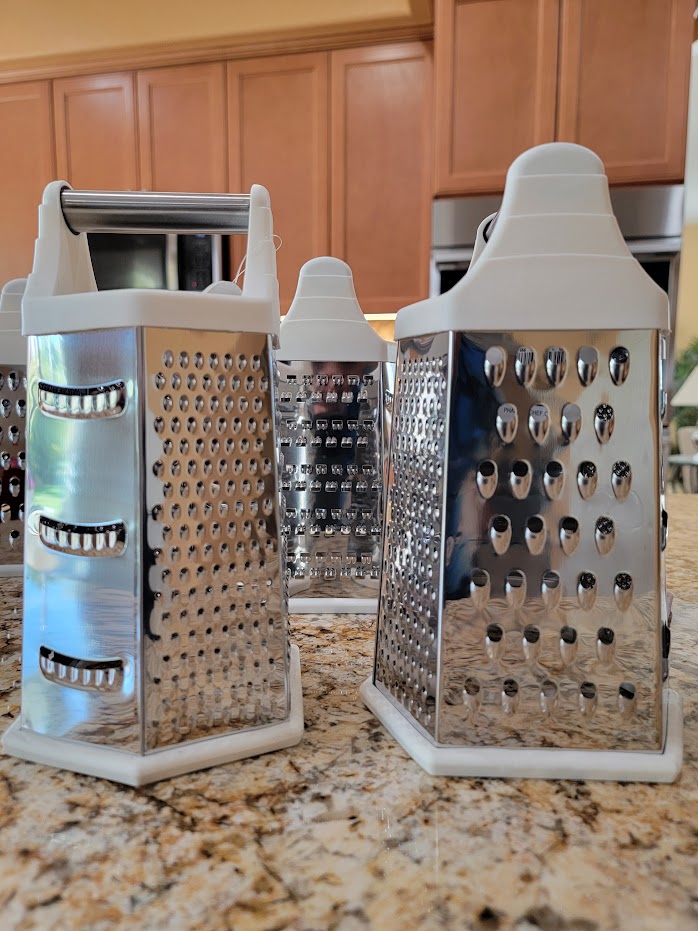 Phantom Chef 6-sided Professional Food & Cheese Grater - Stainless Steel, XL Size, 6 sides, Dishwasher Safe - Perfect Box Grater for cheese, vegetables, potato, squash, zucchini, carrots, lemons and cucumbers - Avenue Treasures
