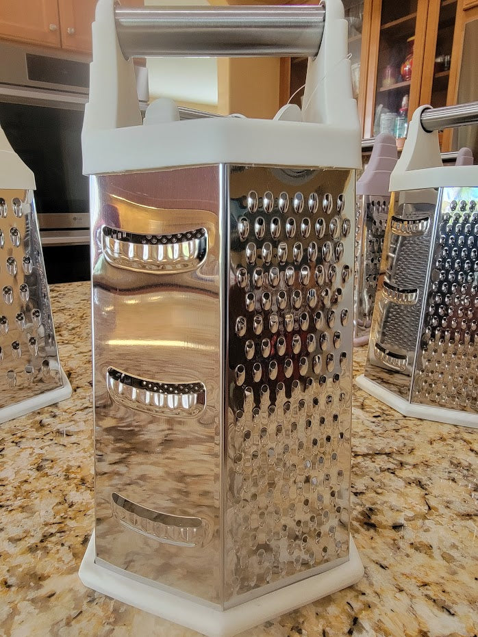 Phantom Chef 6-sided Professional Food & Cheese Grater - Stainless Steel, XL Size, 6 sides, Dishwasher Safe - Perfect Box Grater for cheese, vegetables, potato, squash, zucchini, carrots, lemons and cucumbers - Avenue Treasures