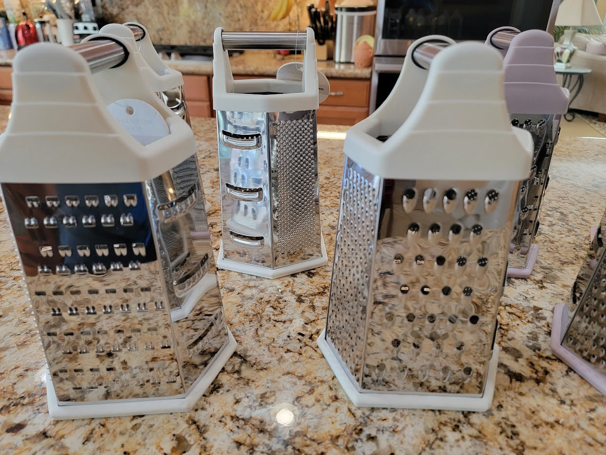 Phantom Chef 6-sided Professional Food & Cheese Grater - Stainless Steel, XL Size, 6 sides, Dishwasher Safe - Perfect Box Grater for cheese, vegetables, potato, squash, zucchini, carrots, lemons and cucumbers - Avenue Treasures