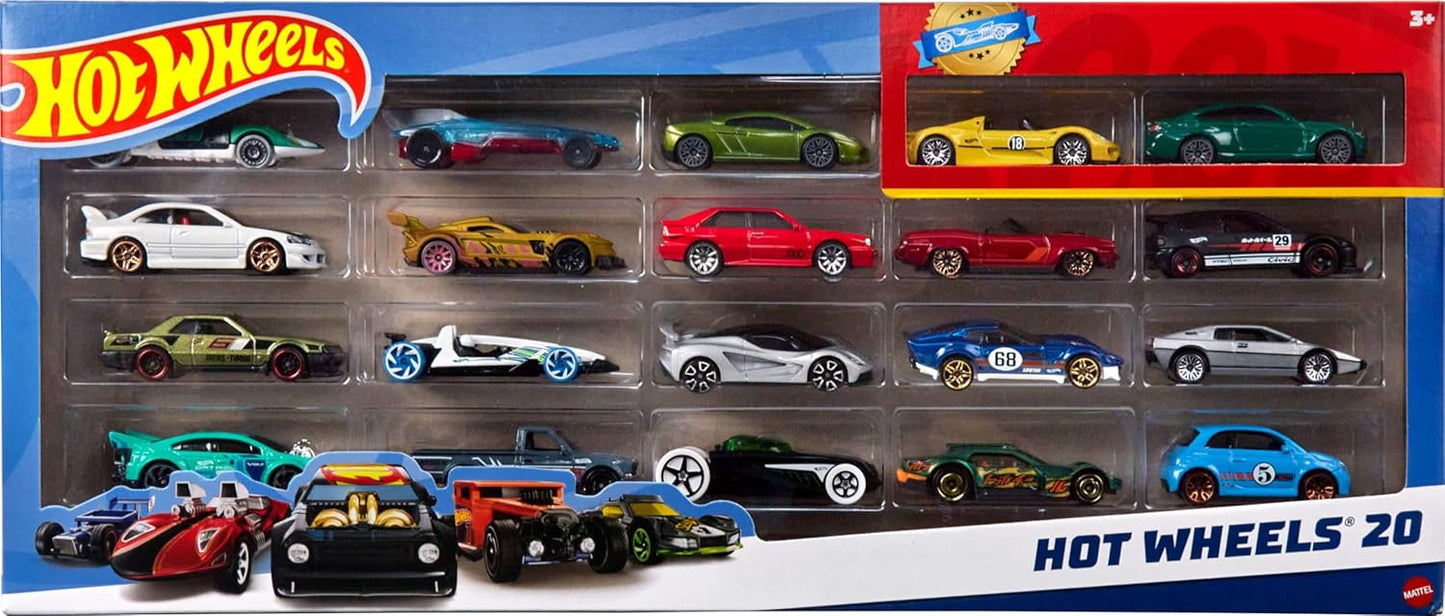 Hot Wheels Toy Cars 20-Pack, Set of 20 Die-Cast 1:64 Scale Sports & Race Vehicles for Kids & Collectors (Styles May Vary) - Avenue Treasures