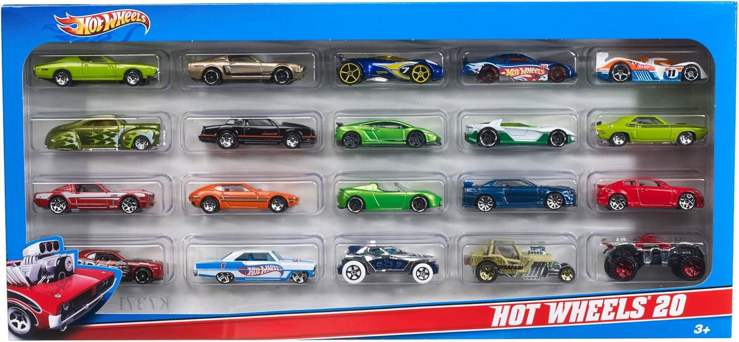 Hot Wheels Toy Cars 20-Pack, Set of 20 Die-Cast 1:64 Scale Sports & Race Vehicles for Kids & Collectors (Styles May Vary) - Avenue Treasures