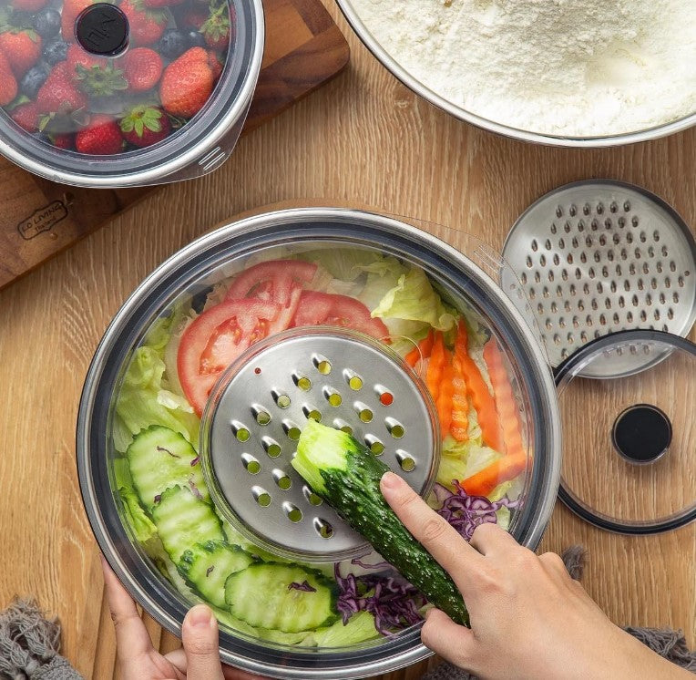 MíU Stainless Steel Mixing Bowls with Graters, Set of 4. - Avenue Treasures