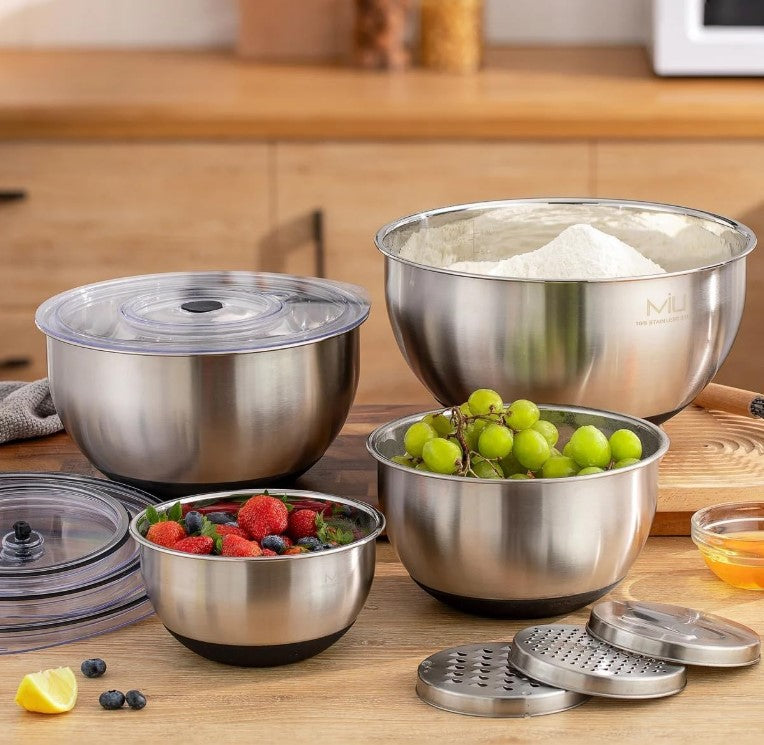 MíU Stainless Steel Mixing Bowls with Graters, Set of 4. - Avenue Treasures