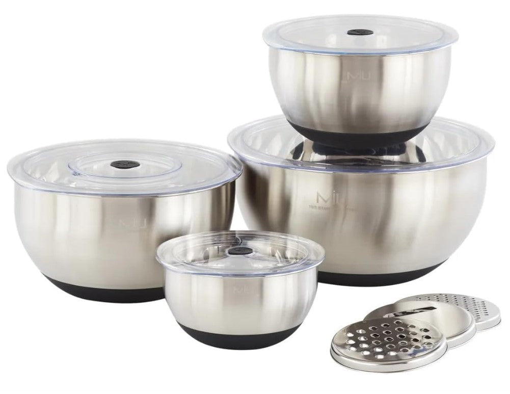 MíU Stainless Steel Mixing Bowls with Graters, Set of 4. - Avenue Treasures