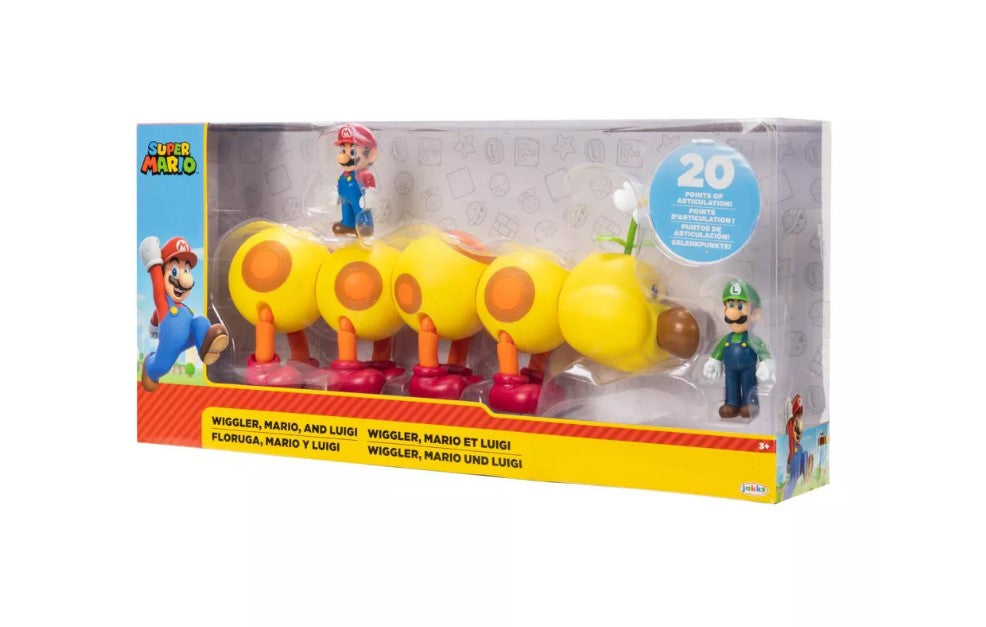 Nintendo Super Mario Wiggler, Mario, & Luigi Action Figure Set - 3pk - Avenue Treasures