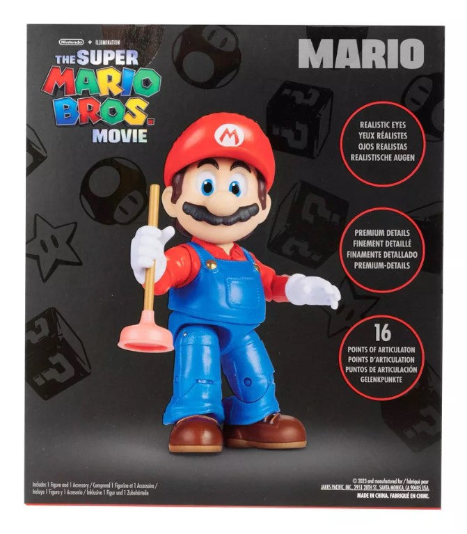 Nintendo The Super Mario Bros. Movie Mario Figure with Plunger Accessory - Avenue Treasures