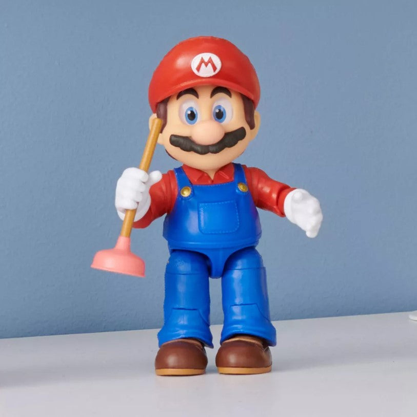 Nintendo The Super Mario Bros. Movie Mario Figure with Plunger Accessory - Avenue Treasures