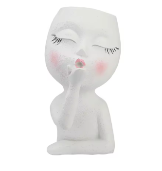 Cute Lady Face Planter Pots Blowing a Kiss, indoor and outdoor decor with water drainage hole - Avenue Treasures