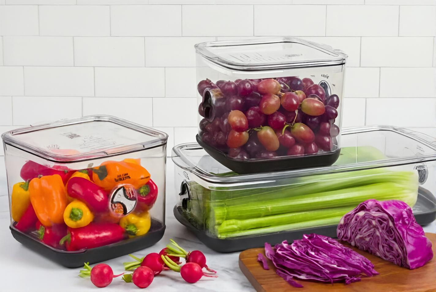 ProKeeper+ Fresh Produce Keeper - Clear Air-tight Food Storage Containers w/ Lids - Set of 3. - Avenue Treasures