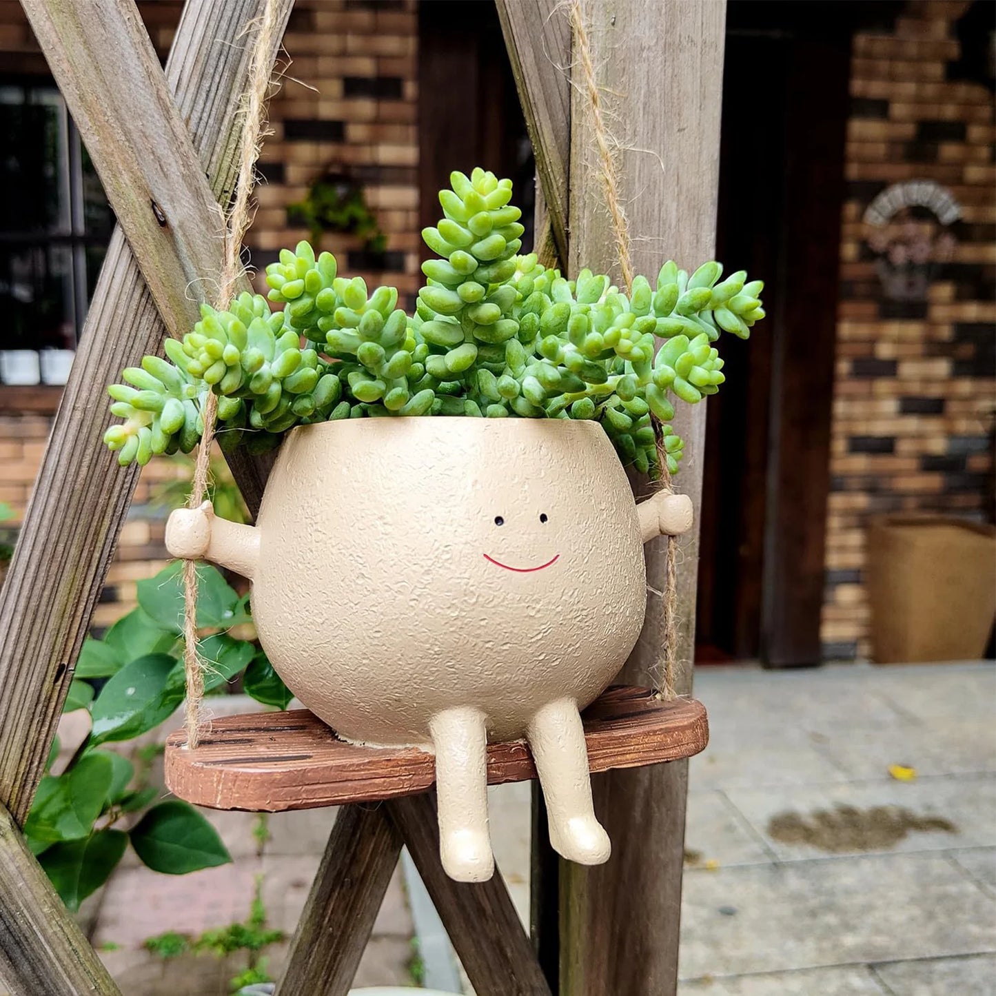 Cute Smiling Swinging Face Planter Pot - Avenue Treasures