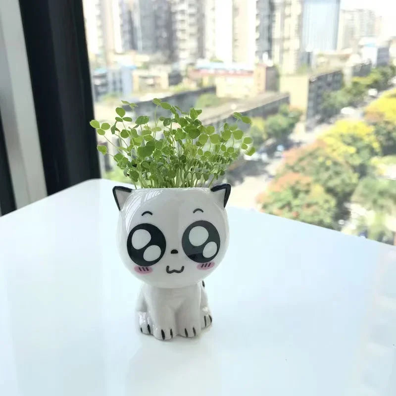 Cute Mini Cat Cartoon Ceramic Flowerpots - for Plants - Avenue Treasures