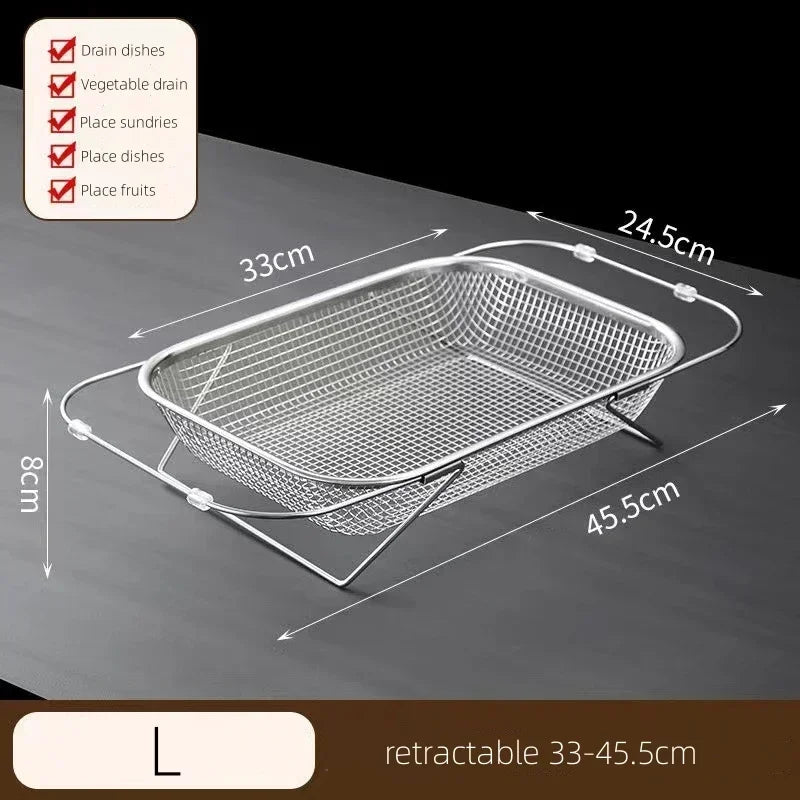Vegetables & Fruit Strainer Basket - Stainless Steel, Fine Mesh, Expandable Over Sink. - Avenue Treasures