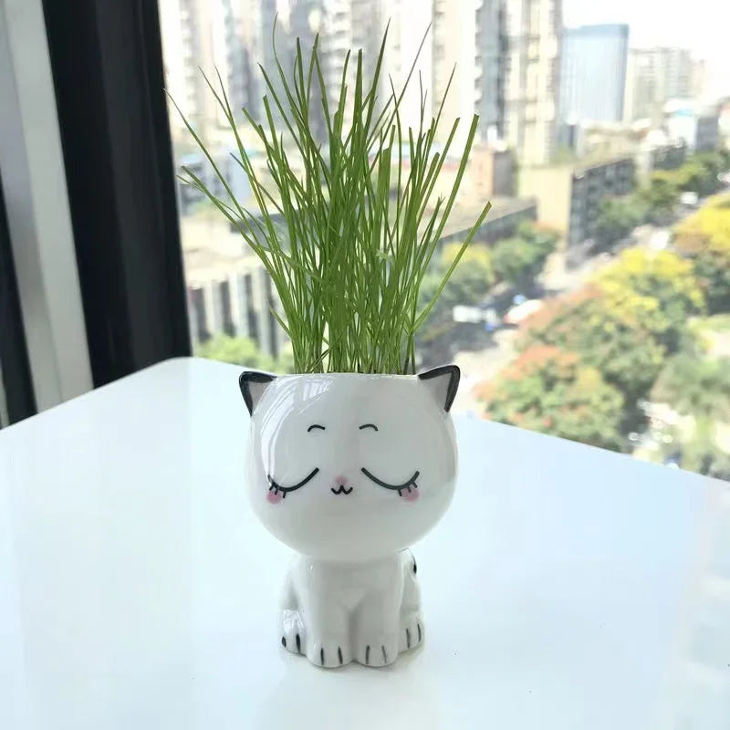 Cute Mini Cat Cartoon Ceramic Flowerpots - for Plants - Avenue Treasures