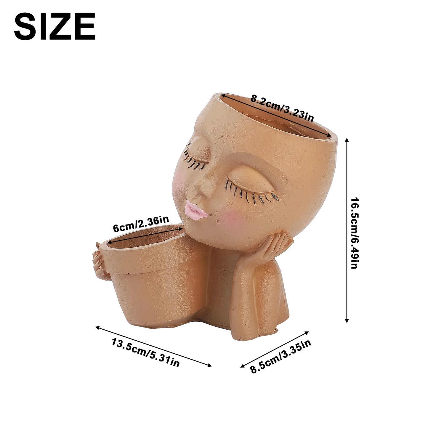 Cute Lady Face Head Planter - Avenue Treasures