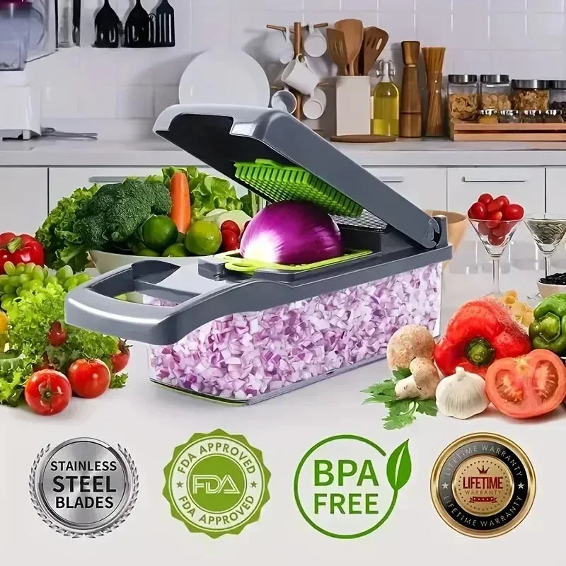 Magic Vegetable Chopper - Multifunctional Handle Food Grate. Chopper Kitchen Vegetable Slicer Dicer Cut - Avenue Treasures