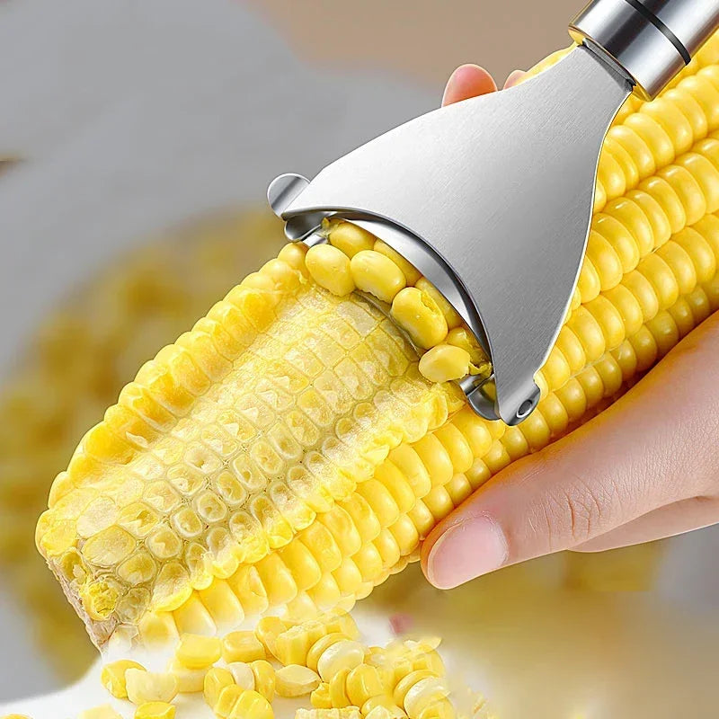 Stainless Steel Serrated Magic Corn Stripper/Peeler, 2-piece. - Avenue Treasures