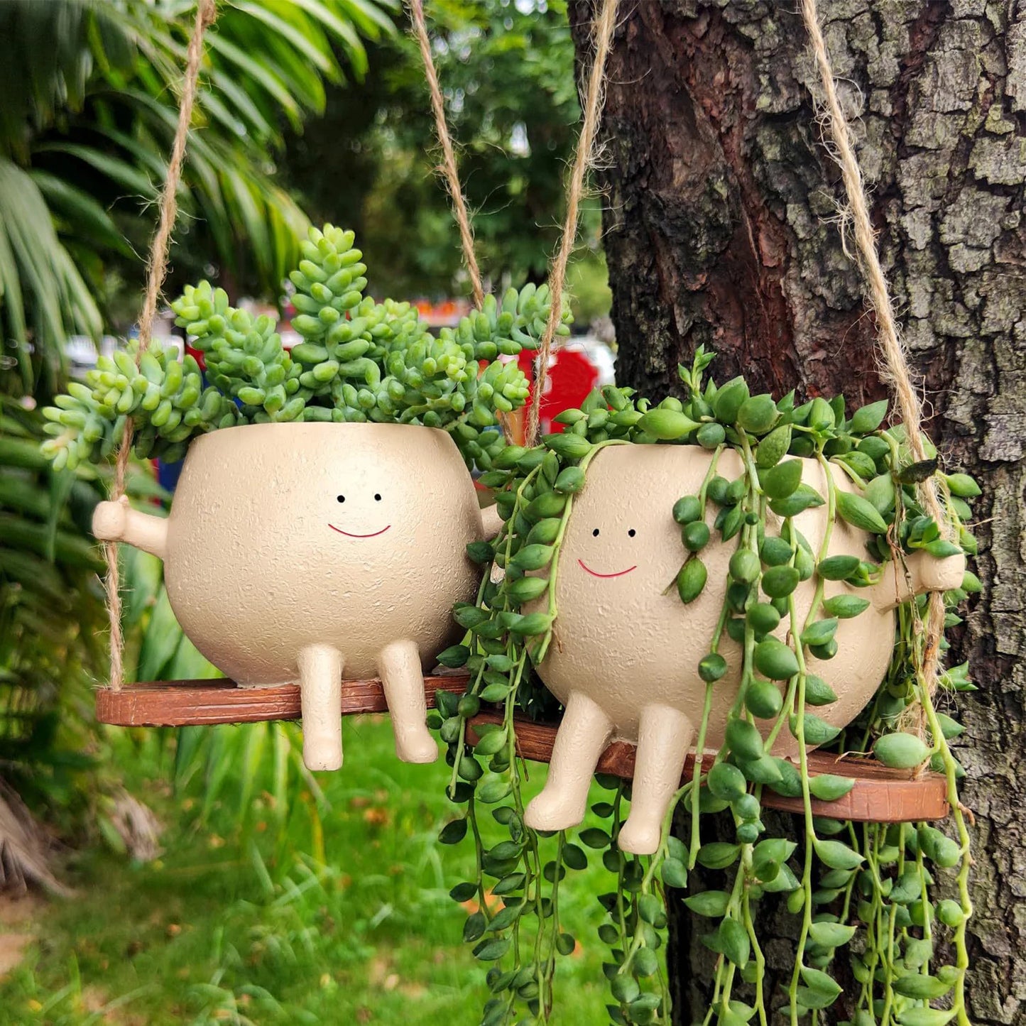 Cute Smiling Swinging Face Planter Pot - Avenue Treasures