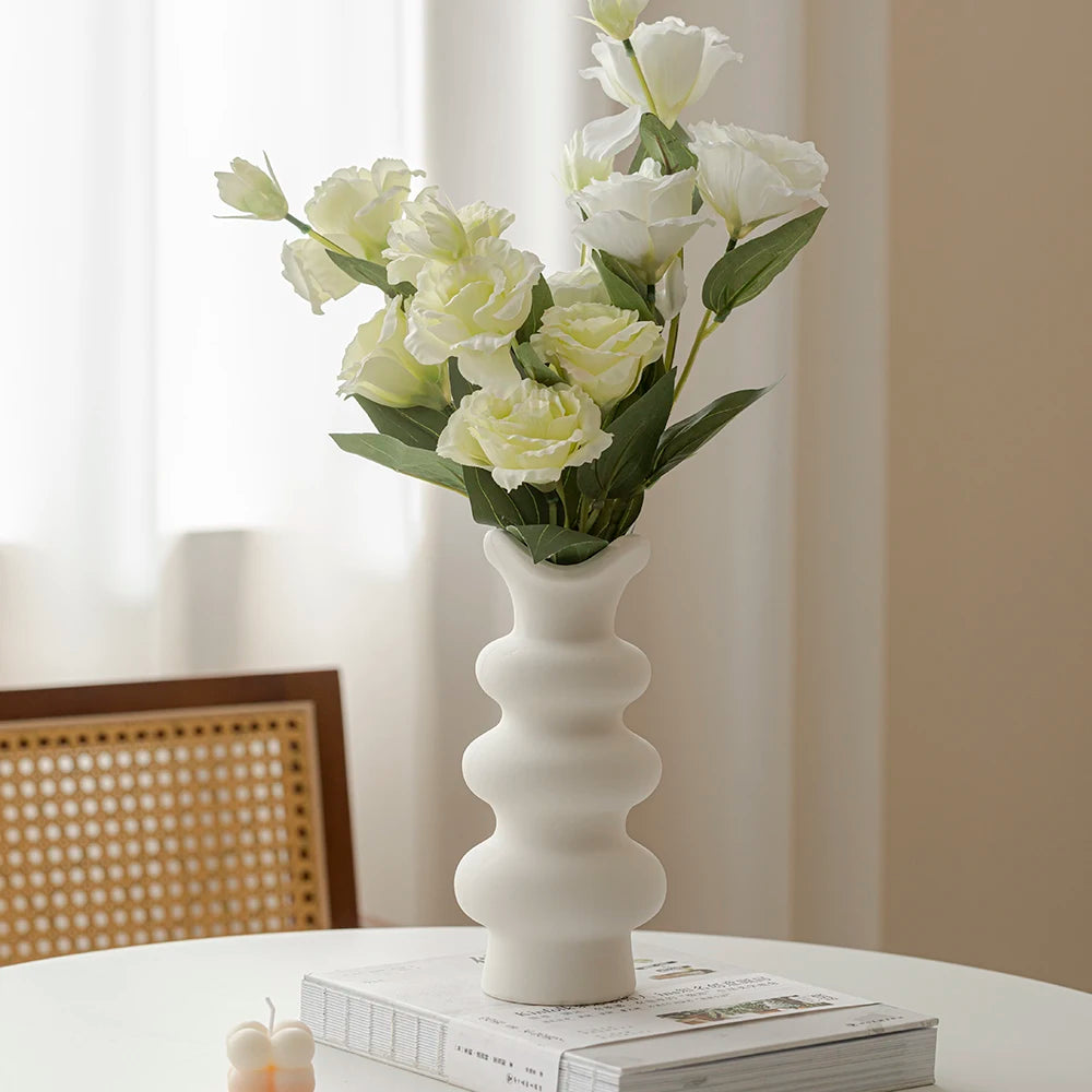 Modern Decorative White Ceramic Vases (set of 2) - Avenue Treasures