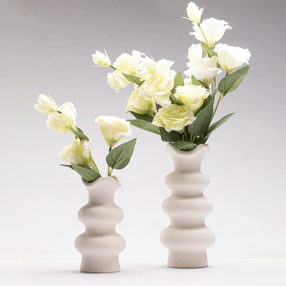 Modern Decorative White Ceramic Vases (set of 2) - Avenue Treasures