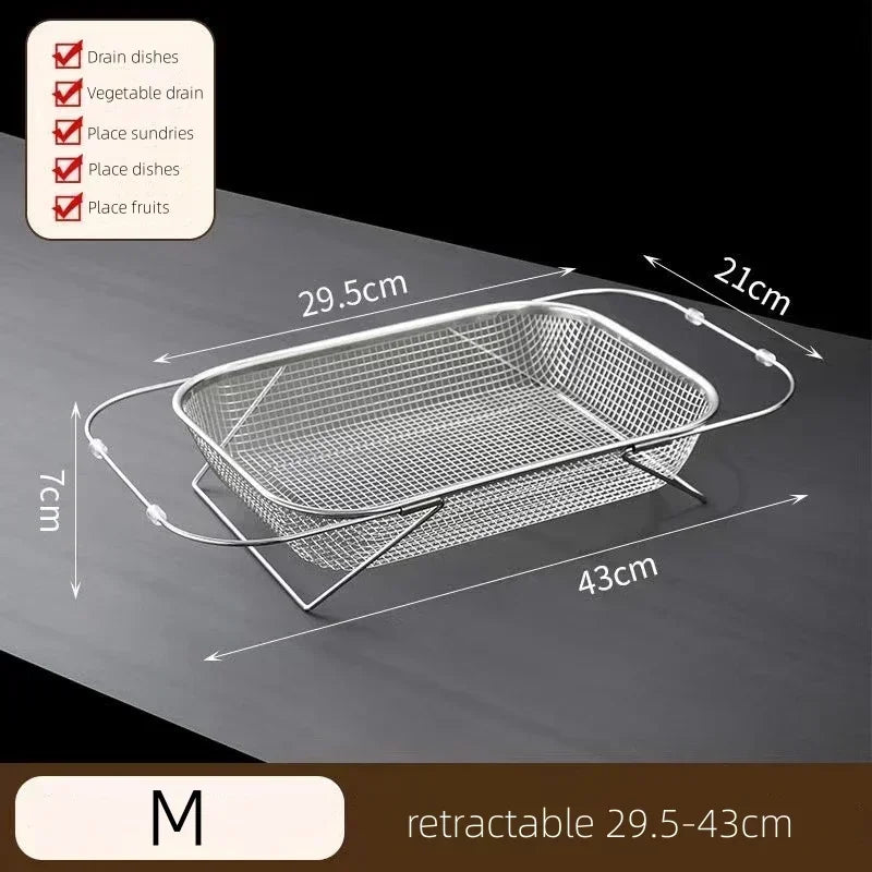 Vegetables & Fruit Strainer Basket - Stainless Steel, Fine Mesh, Expandable Over Sink. - Avenue Treasures