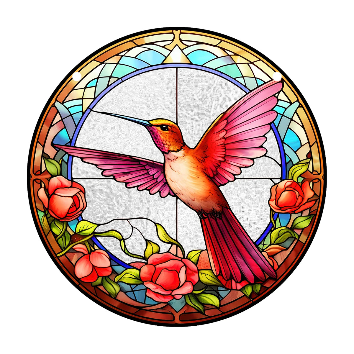 Acrylic Pattern Hummingbird & Flowers Stained Suncatchers - Avenue Treasures