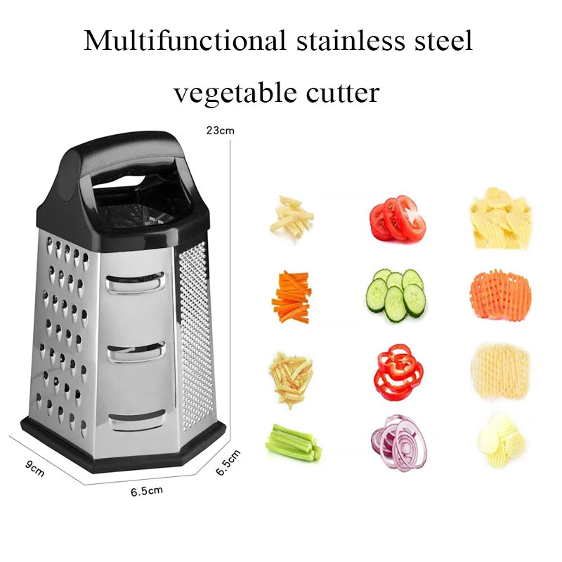 Cheese Grater - Stainless Steel, Multi-functional 6 Sides-Box Grater for Parmesan Cheese, Vegetables, Ginger. - Avenue Treasures