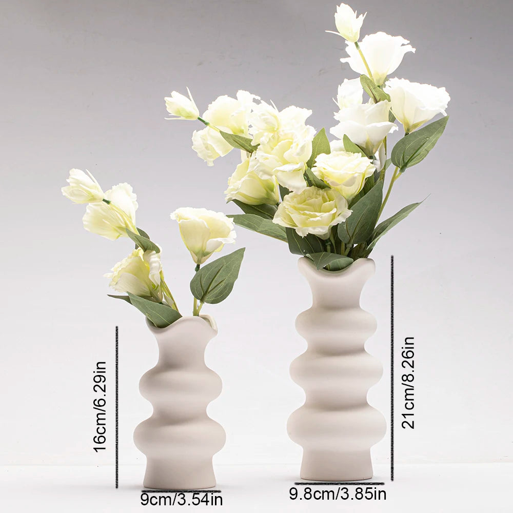 Modern Decorative White Ceramic Vases (set of 2) - Avenue Treasures
