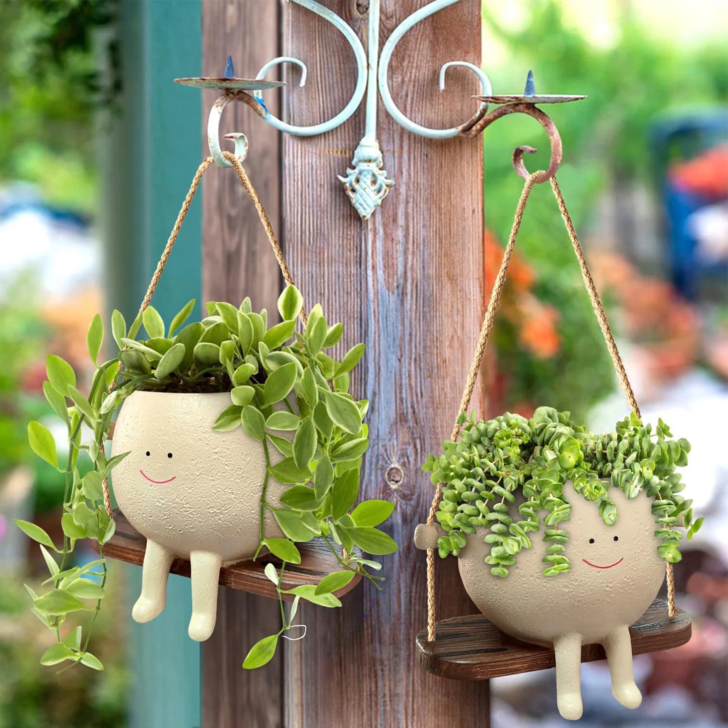 Cute Smiling Swinging Face Planter Pot - Avenue Treasures
